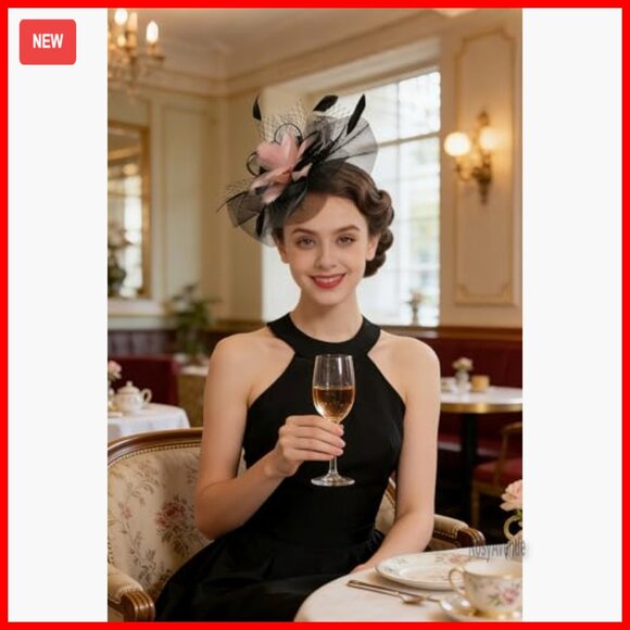 Feather Flower Fascinator Hat with Clip for Derby Wedding Church Tea Party main image 7